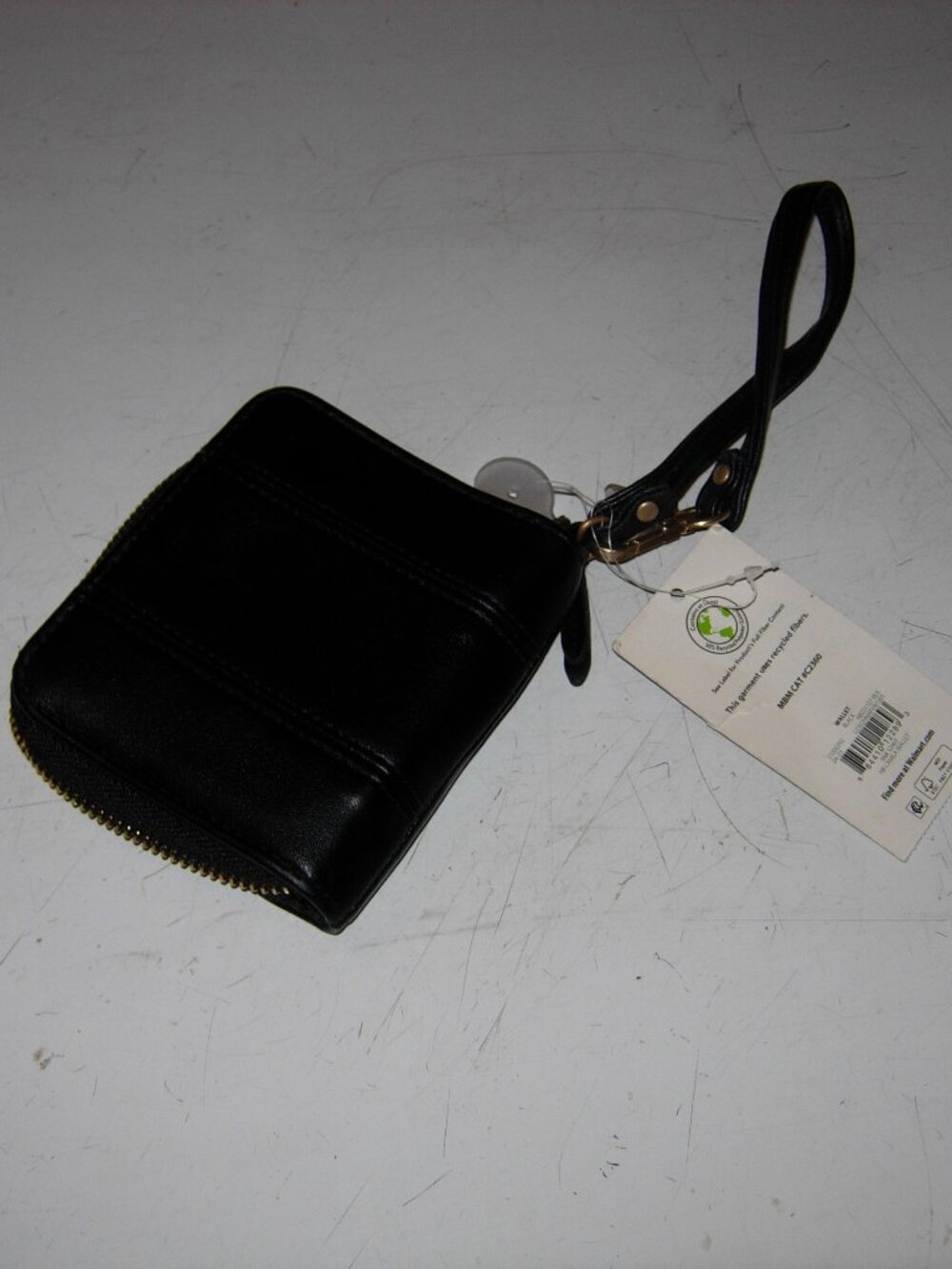 Black Faux Leather Wallet Wristlet